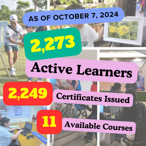 Banner with 2273 Active Learners as of October 7, 2024, 2449 Certificates Issues and 11 available courses with photo collage of disability