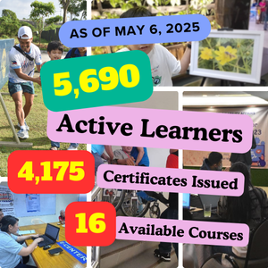 Stats as of May 6, 2025, 5,690 Active Learners, 4,175 Certificates issued, 16 Courses Available